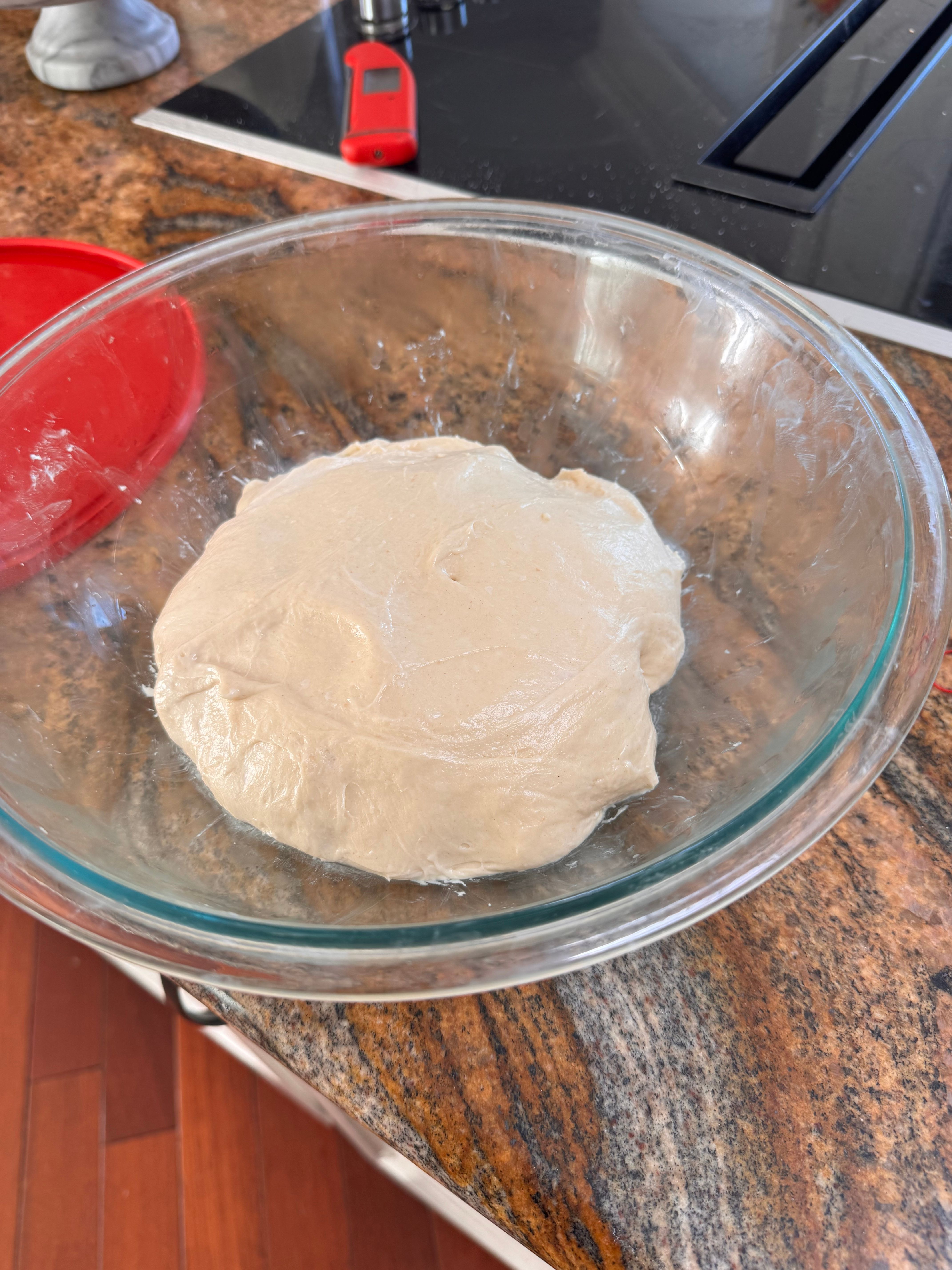 a little short of expected but strong aroma and dome shape makes me think we’re ready to stop. Additionally, I’ve been over proofing so I want to undershoot here